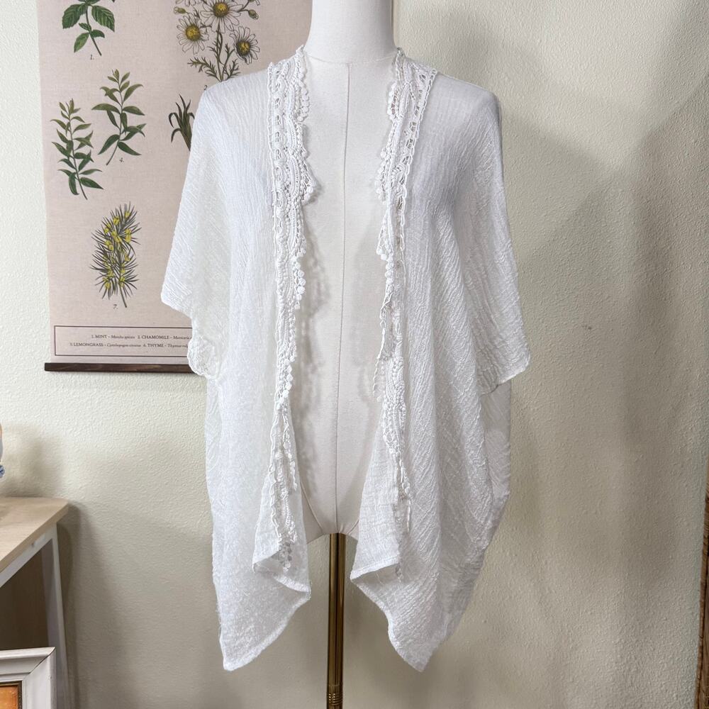 Sheer Gauzy Crochet Lace Jacket Coastal Cowgirl Beach Fairy Gloomy Coquette OS